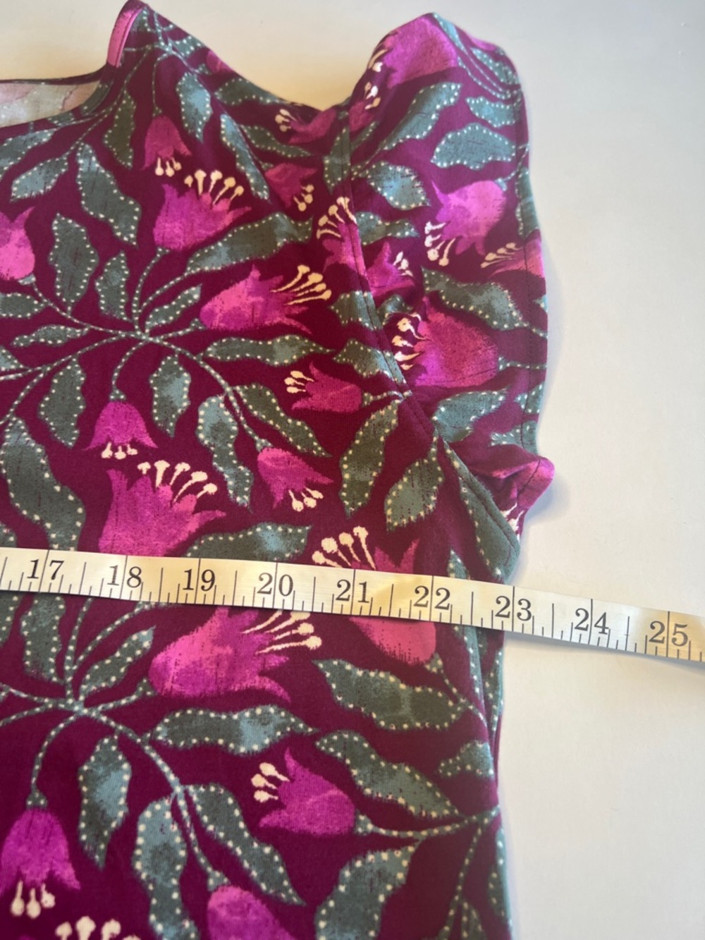 Ann Taylor Factory Floral Flutter Sleeve Blouse Pink Green XL Boho Summer - Picture 7 of 11